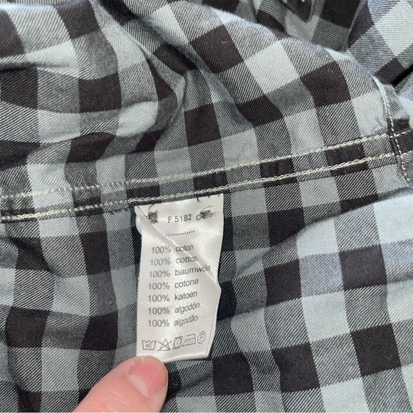 Lacoste Shirt Mens 46 Gray Check Modern Fit Long Sleeve Button Down Gray Black - Picture 8 of 9